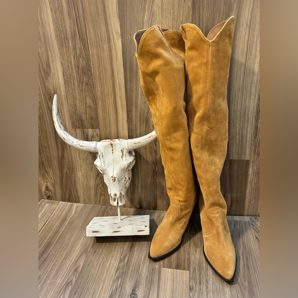Free People Suede Triple Crown Tall Soft Over the Knee Slouchy Boots 9